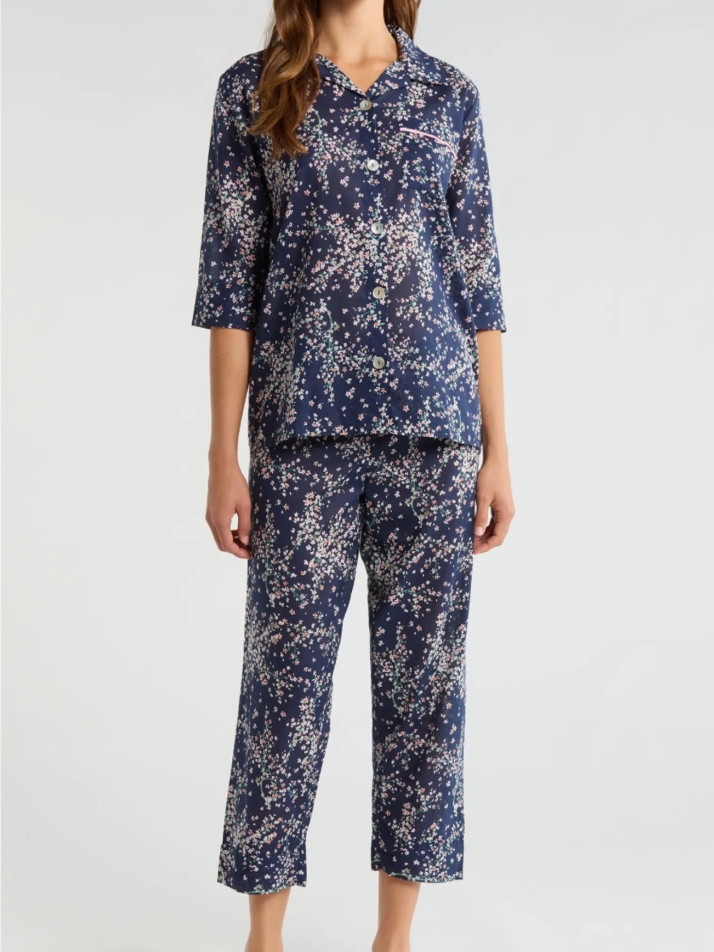 NWT Papinelle Womens Cotton Cherry Blossom Pajama Set, Size Small